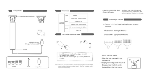 Electric Hair Clipper Beard Trimmer/ Rechargeable Hair Cutting Machine With Nose Hair Trimmer Kit with cutting sizes